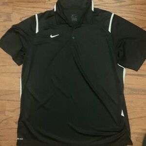 Nike Men's Black and White Polo Shirt